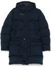 Fay Quilted Hooded Puffer Jacket With Front Button Closure In Blue
