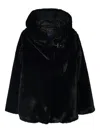 Fay Hooded Faux Fur Coat In Black