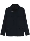 Fay Hooded Jacket With Adjustable Neck Strap In Blue