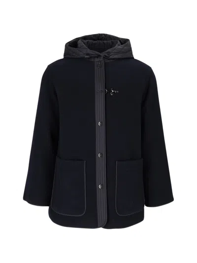 Fay Hooded Jacket With Hook Closure In Black