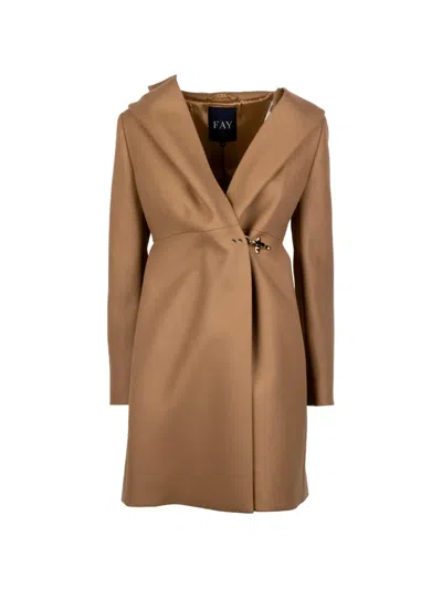 Fay Hooded Lobster-claw-fastening Coat In Burgundy