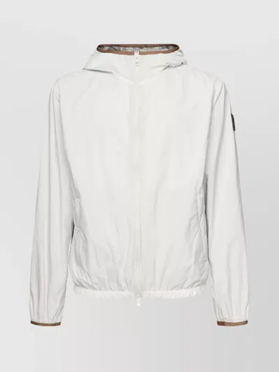 Fay Hooded Nylon Windbreaker Jacket In White