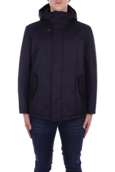 Fay Hooded Padded Jacket In Blue