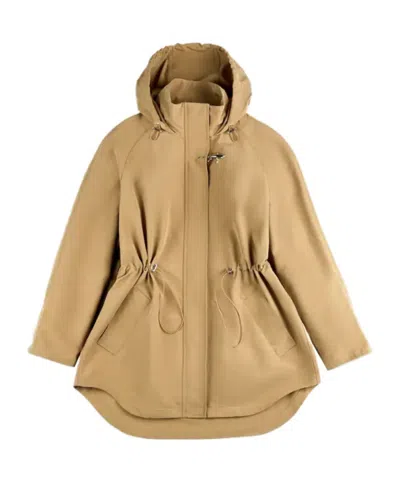 Fay Long Parka In Technical Cotton In Brown
