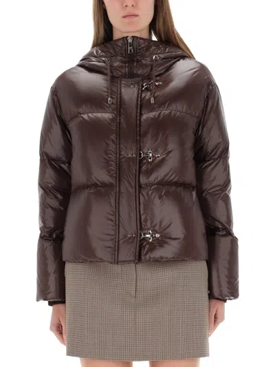 Fay Hooded Puffer Coat In Brown