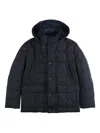 Fay Quilted Hooded Pea Coat In Blue