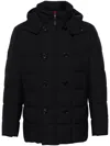 Fay Padded Bomber Jacket With Double-breasted Hooded Design In Blue