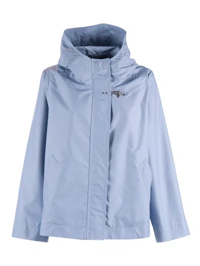 Fay Hooded Short Parka Coat In Blue