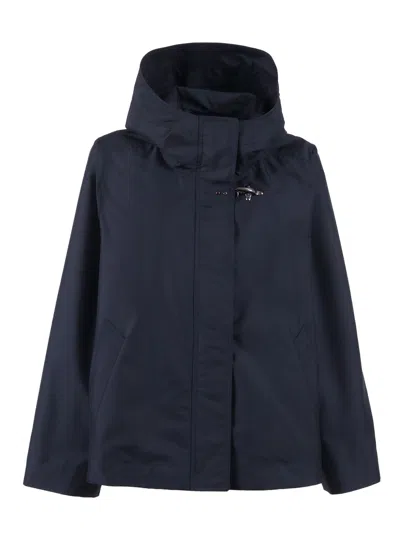Fay Hooded Short Parka Coat In Blue