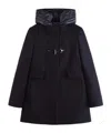 Fay Toggle Coat In Black Wool Blend Fabric In Black