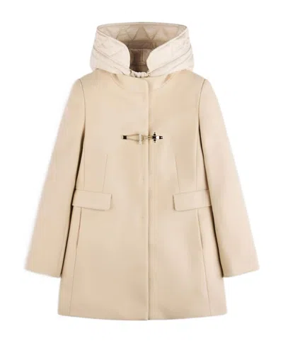 Fay Hooded Splicing Coat In Nude