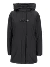 Fay Hooded Black Jacket With Quilted Detailing And Toggle Closure In Black