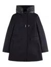 Fay Toggle Coat In Black Wool Blend Fabric In Black