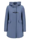 Fay Toggle Coat In Wool Cloth In Blue
