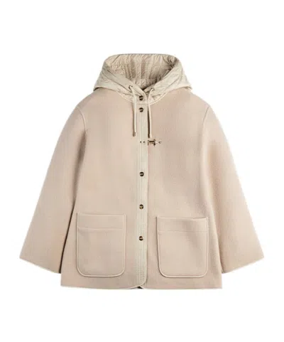 Fay Hooded Toggle-detail Jacket In Neutral