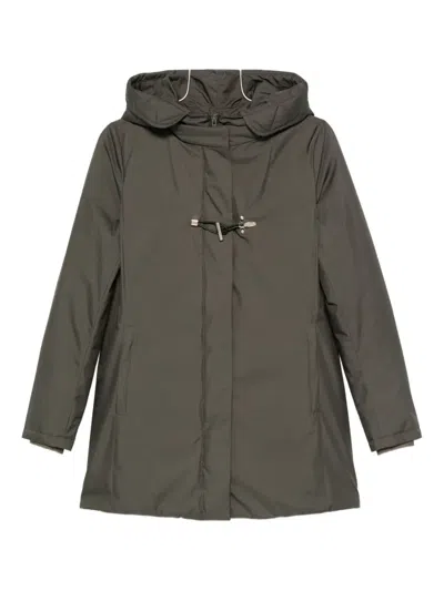 Fay Hooded Toggle-embellished Coat In Green