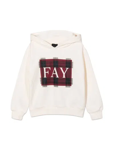 Fay Kids' Hoodie In Ivory