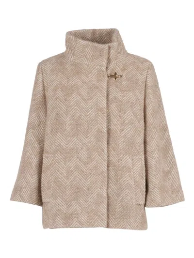 Fay Structured Herringbone Cape In Gold