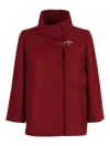 Fay Lined Wool Blend Cape With Hook Closure In Red