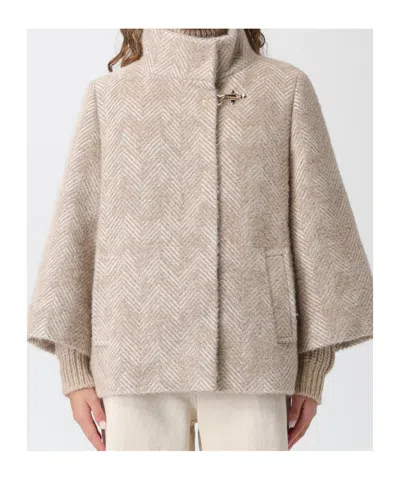 Fay Hook-closure Cape Coat In Brown