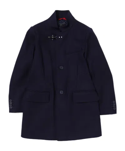 Fay Hook-detail Single-breasted Coat In Black