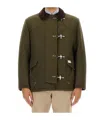 Fay Jacket Wool Blend Contrast Collar In Green