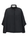 Fay Hook-fastening Wool Cape In Black