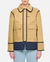 Fay Stretch Gabardine Pea Coat With Hook In Beige