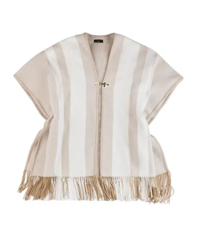 Fay Hook Wool Cloak In White