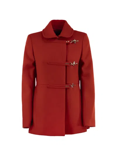 Fay Hook-and-eye Fastening Single-breasted Coat In Red