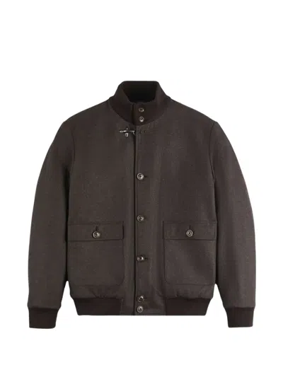 Fay Hook-fastening Bomber Jacket In Brown