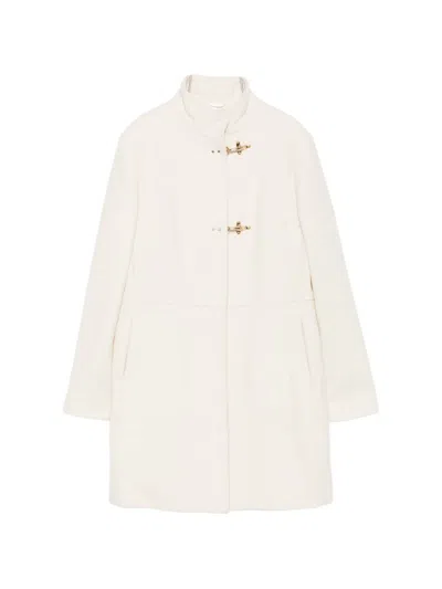 Fay Kids' Hook-fastening High-neck Coat In White
