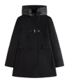 Fay Toggle Coat In Black Wool Blend Fabric In Black