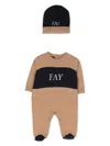 Fay Intarsia-logo Knitted Pajamas And Beanie Set In Neutrals