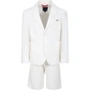 Fay Ivory Suit For Boy With Logo In Ivory