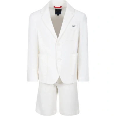 Fay Kids' Ivory Suit For Boy With Logo In White