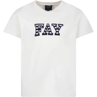 Fay Kids' Ivory T-shirt For Boy With Logo