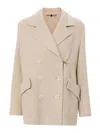 Fay Back Belted Double-breasted Lapels Cuffs Pockets In Beige