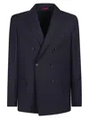 Fay Deconstructed Double-breasted Jacket In Blue