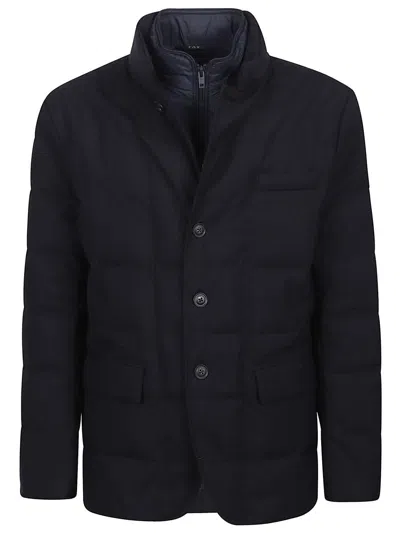 Fay Double-breasted Down Jacket In Blue