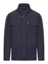 Fay Hooded Jacket With Adjustable Neck Strap In Blue