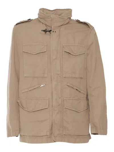 Fay Men's Field Jacket Hooded Sand In Brown