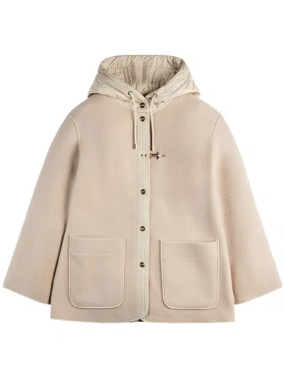 Fay Hooded Toggle-detail Jacket In Neutral