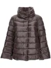 Fay Quilted Cape Down Jacket With Zip In Brown