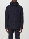 Fay Double-breasted Down Jacket With Hood In Blau