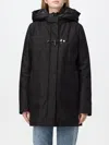 Fay Hooded Black Jacket With Quilted Detailing And Toggle Closure In Black