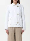Fay Classic White Jacket With Collar And Gold-tone Hardware In White