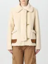 Fay 3 Hooks Shearling Jacket In Yellow Cream