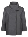 Fay High-neck Toggle-fastening Jacket In Gray