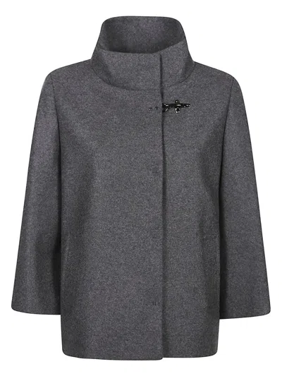 Fay High-neck Toggle-fastening Jacket In Gray